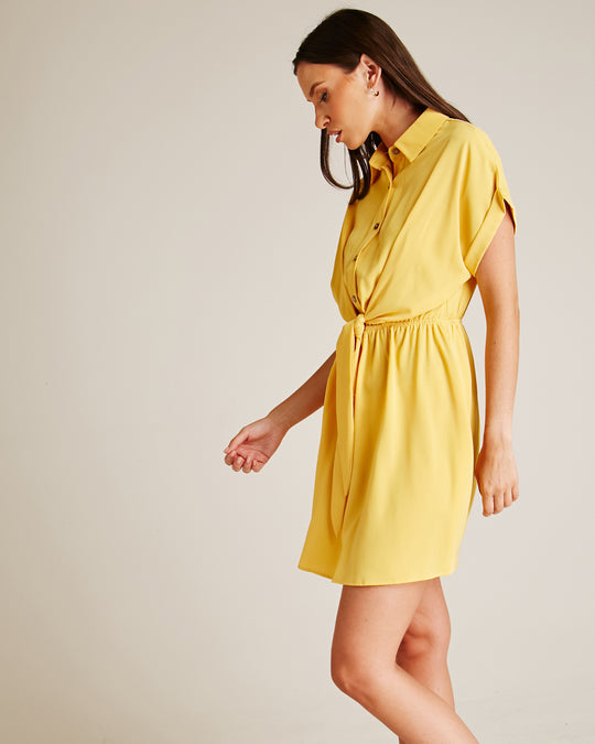 Tie Up Front Swing Dress | Yellow