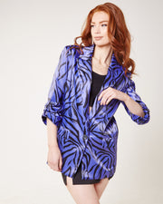Rolled Up Sleeve Zebra Print Blazer | Violet