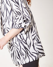 Rolled Up Sleeve Zebra Print Blazer | Light Beige