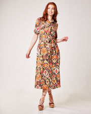 Ethnic Print Buttoned Up Dress