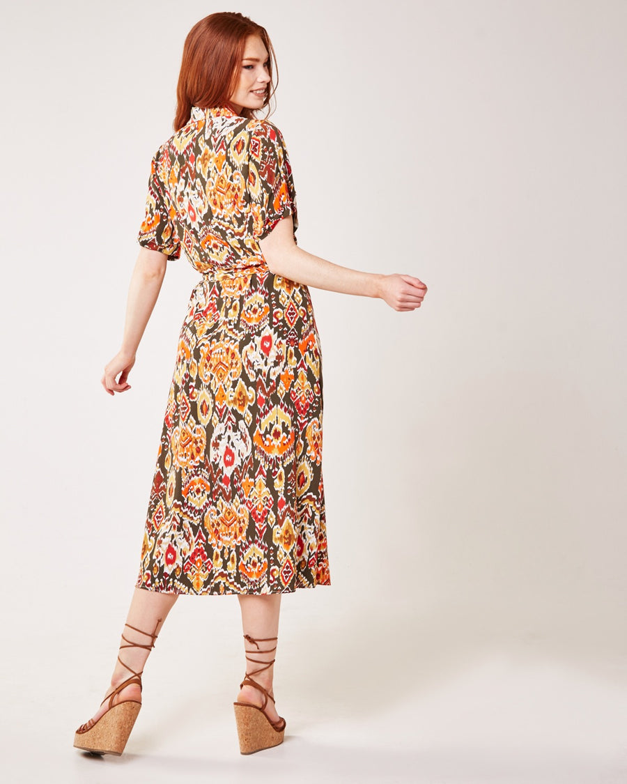 Ethnic Print Buttoned Up Dress