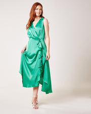 Cowl Back Flared Dress | Green