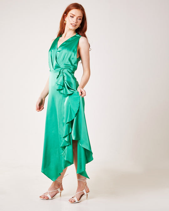 Cowl Back Flared Dress | Green