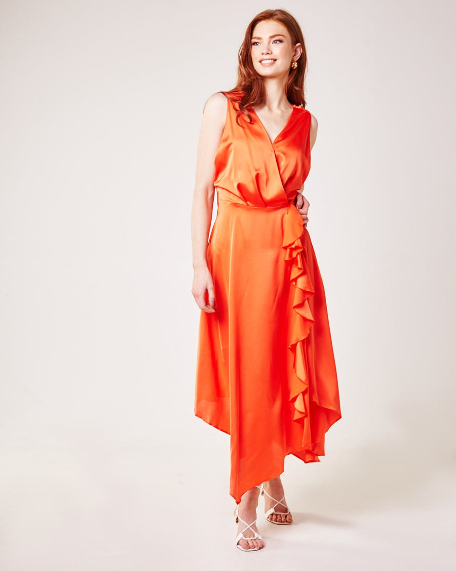 Cowl Back Flared Dress | Orange