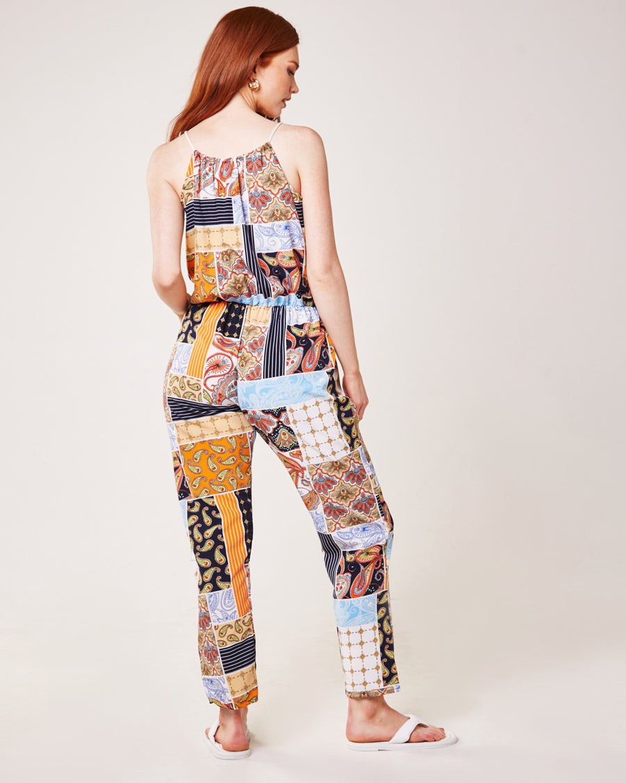 Paisley Print Pocket Side Jumpsuit | Orange