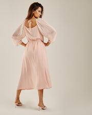 Balloon Sleeve Midi Dress | Rose
