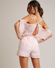 Embroidered Mesh overlay Playsuit