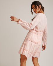 Bobble Textured Frilled Mini Dress | Light Rose