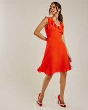 Ruffled Swing Midi Dress | Red