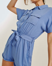 Safari Style Buttoned Playsuit | Blue