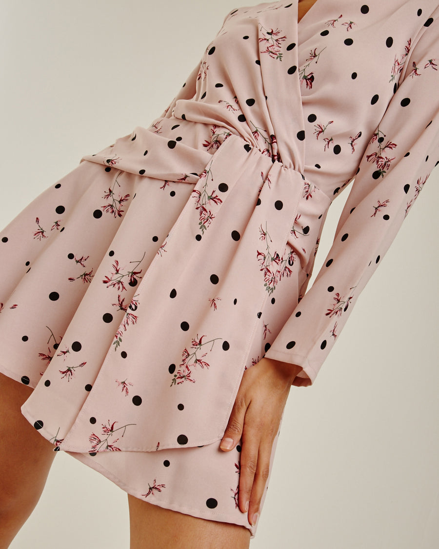 Printed Polka Dot Swing Dress | Dusty Pink