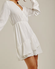 Wrapped Front Layered White Dress