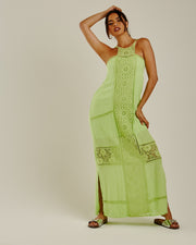 Crochet Trim Maxi Dress | Lime