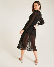 Chiffon Textured Midi Dress | Black