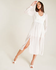 Chiffon Textured Midi Dress | White