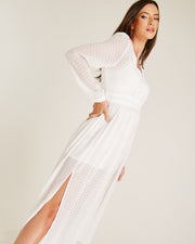 Chiffon Textured Midi Dress | White