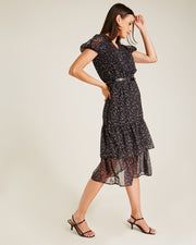 Printed Tiered Belted Dress