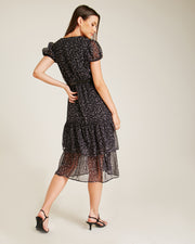 Printed Tiered Belted Dress