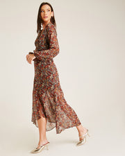 Cut Out Back Floral Midi Dress | Chocolate