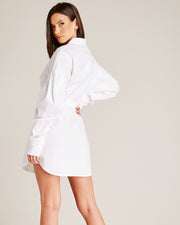 Tie Up Mini Shirt Dress | White