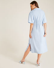 Ruched Front Button Up Dress | Light Blue