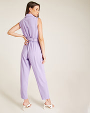 Lapel Front Sleeveless Jumpsuit | Lilac